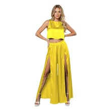 Front Cut Palazzo & Top Set for Women – Wide Leg Slit Pants Co-Ord Outfit, 41 Colors, S–5XL S147