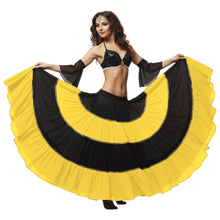 16 Yard 4-Tier Belly Dance 2-Color Skirt with Gold Trim | Tribal Fusion Gypsy C6