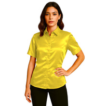 Satin Short Sleeve Button Down Shirt | Button Down Nightwear S-3XL | 41 Colors S107