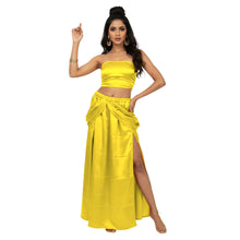 Satin Side Cut Draped Skirt | High Slit Flow Maxi S-3XL | 41 Colors S42