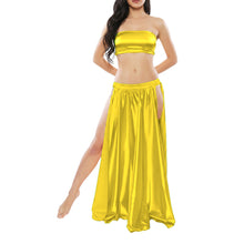 Satin Belly Dance Side Cut Skirt | Slit Flow Costume Plus Size | 41 Colors S1