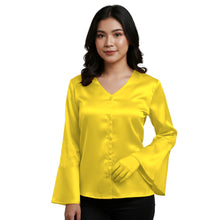 Satin Flare Sleeve Button Down Top | Dramatic Blouse S-3XL | 41 Colors S82