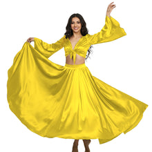 Satin Belly Dance Full Circle Skirt & Ruffle Top Set S-3XL | 41 Colors S76