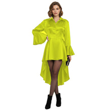 Satin Victorian Long Shirt Dress | Button Down Tunic S-3XL | 41 Colors S113