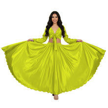 Satin Ruffle Top & Full Circle Skirt Set | Full Sleeve Dance Costume S-3XL S129