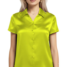 Satin Short Sleeve Button Down Shirt | Chic Blouse S-3XL | 41 Colors S118