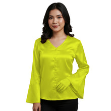 Satin Flare Sleeve Button Down Top | Dramatic Blouse S-3XL | 41 Colors S82