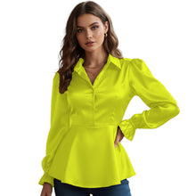 Satin Victorian Button-Down Shirt | Long Sleeve Blouse S-3XL S86