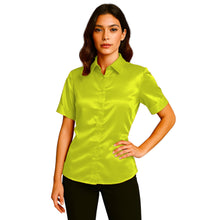 Satin Short Sleeve Button Down Shirt | Button Down Nightwear S-3XL | 41 Colors S107