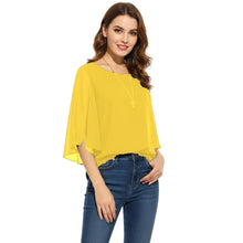 Chiffon Round Neck Top | Sheer Casual Blouse S-5XL | 30 Colors C52