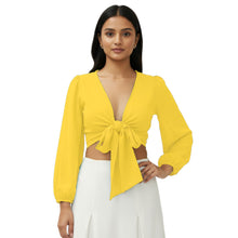 Chiffon Belly Dance Ruffle Top | Elastic Sleeve Self-Tie S-5XL C67