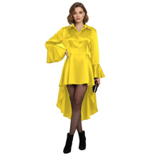 Satin Victorian Long Shirt Dress | Button Down Tunic S-3XL | 41 Colors S113