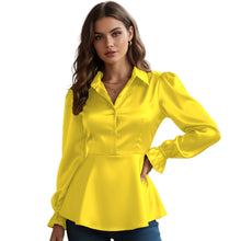 Satin Victorian Button-Down Shirt | Long Sleeve Blouse S-3XL S86