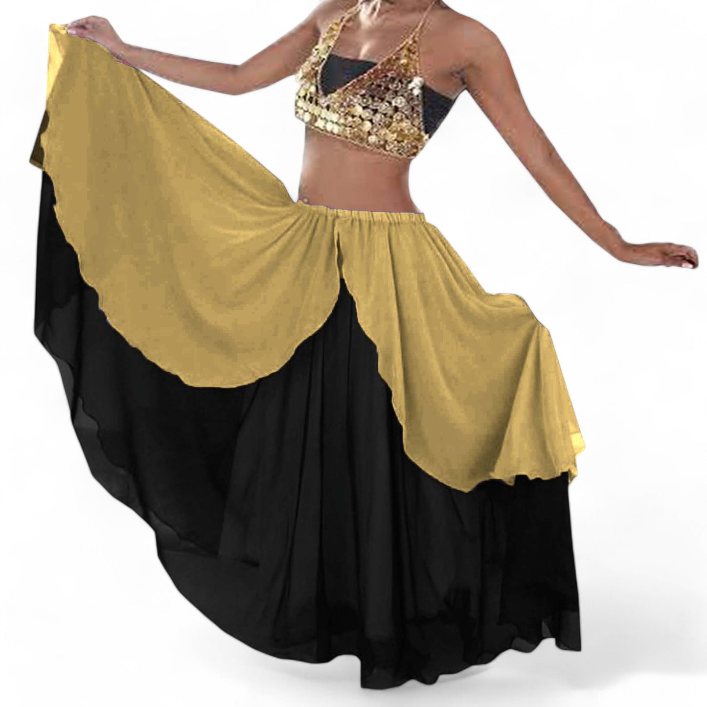 Chiffon 2 layer Belly Dance Skirt C1- Regular Size 1