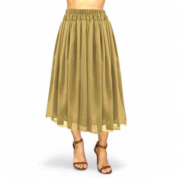 Max Flow Chiffon Full Circle Skirt with Lining | 30 Colors S-5XL