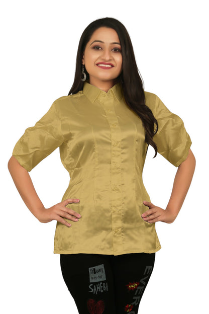 Satin Short Sleeve Button Down Shirt S107 - Regular size 2