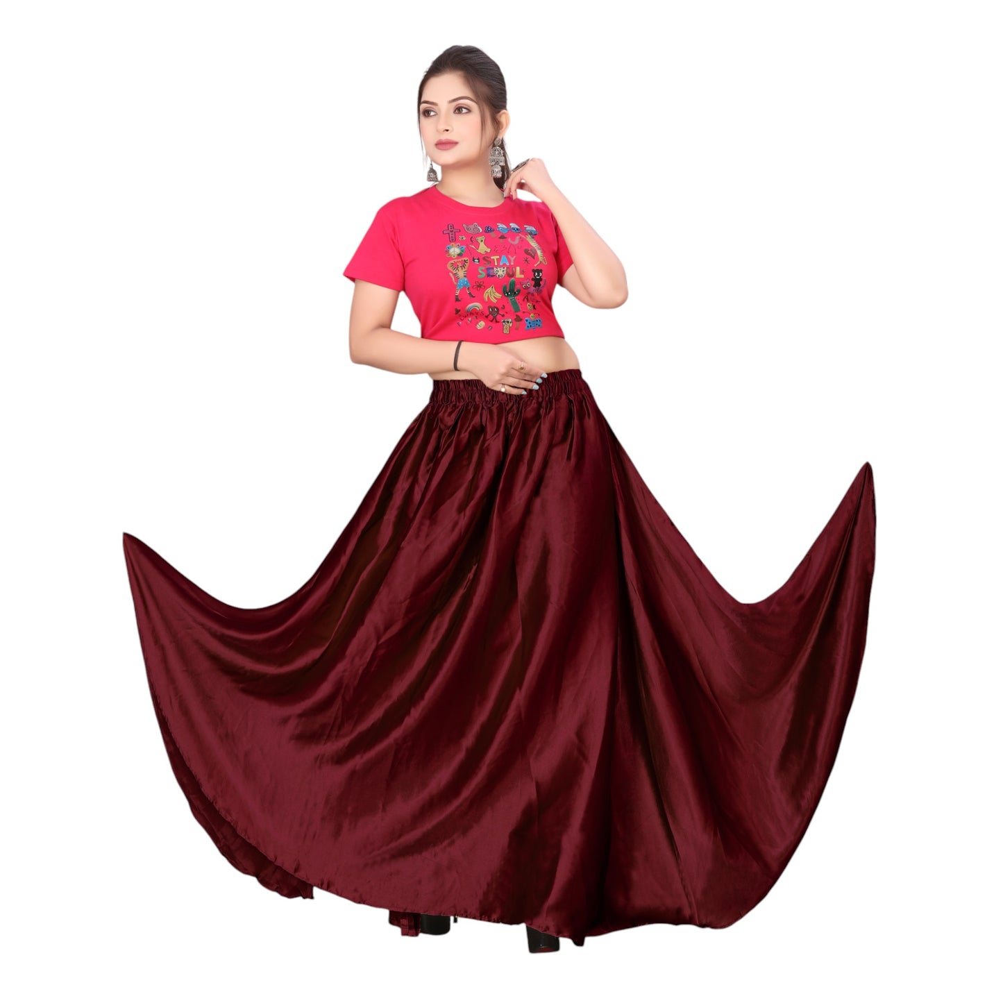 Satin Belly Dance Full Circle Skirt S8-Regular Size 2