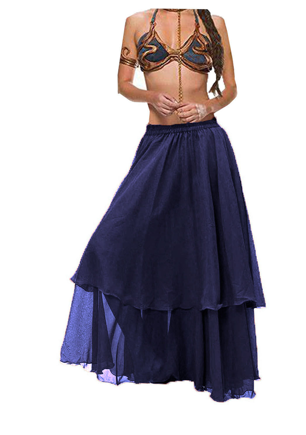 Chiffon 2 layer Belly Dance Skirt C2- Regular Size 2