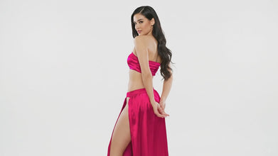 Satin Belly Dance Side Cut Skirt | Slit Flow Costume S-3XL | 30 Colors S1