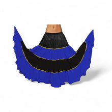 16 Yard 4-Tier Belly Dance 2-Color Skirt with Gold Trim | Tribal Fusion Gypsy C6