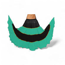 16 Yard 4-Tier Belly Dance 2-Color Skirt with Gold Trim | Tribal Fusion Gypsy C6