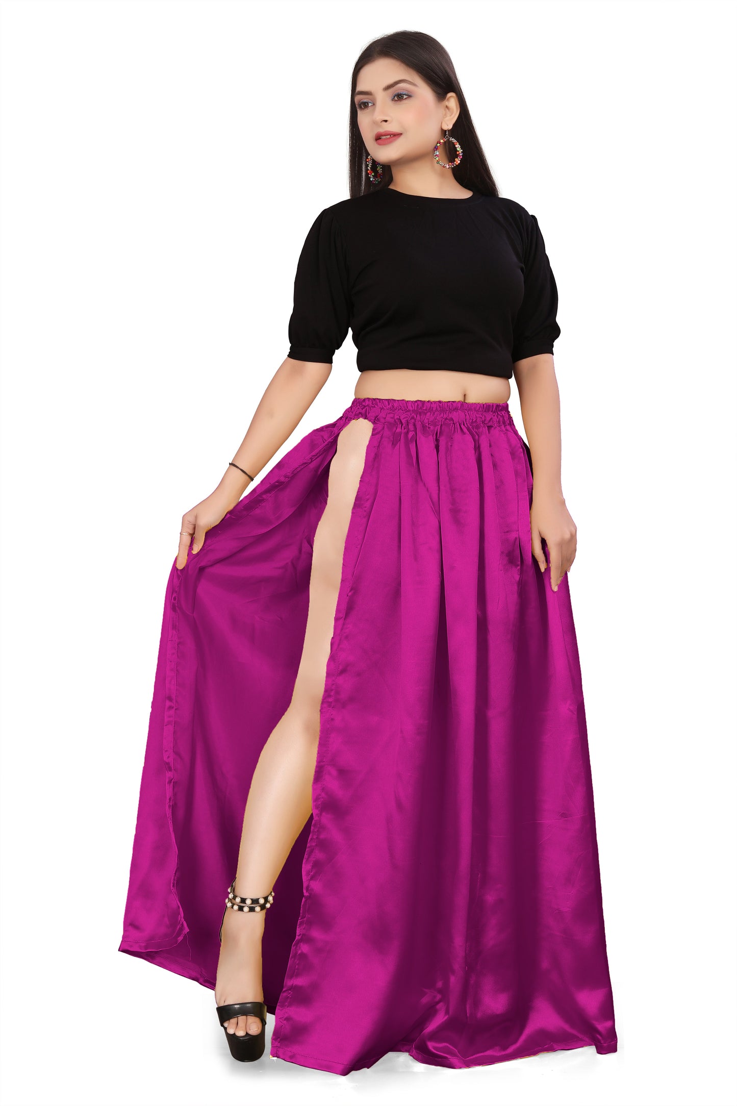 Satin Side Cut Belly Dance Skirt S1 -Regular Size 2